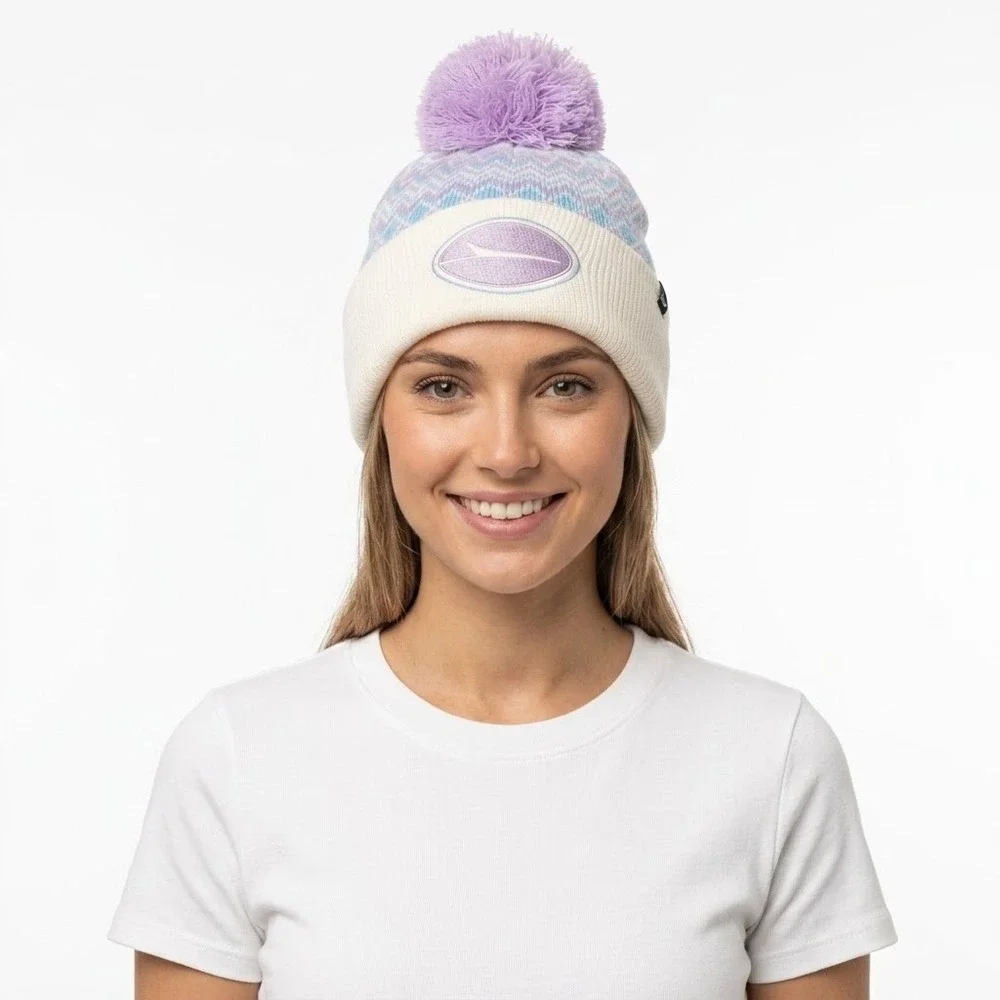 New York Jets '47 Brand Beanie Women OS White Elsa Cuff Knit Chevron Pom Hat NEW